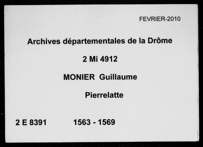 28 décembre 1563-6 mai 1569