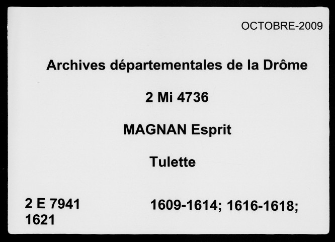 1er janvier 1609-12 janvier 1621