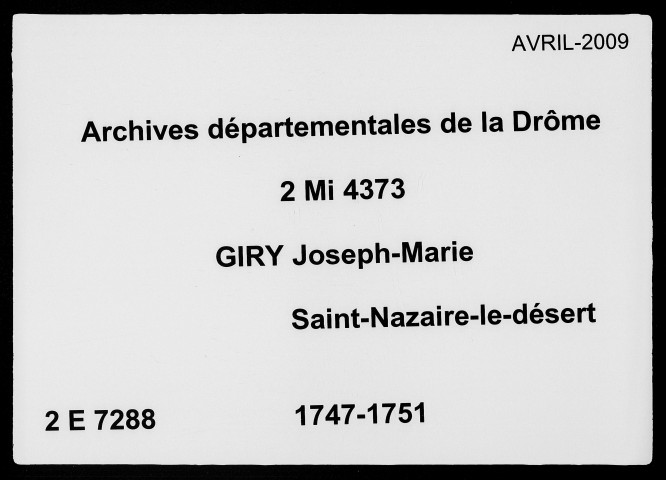 31 mars 1747-3 juin 1751