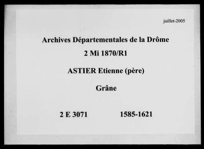 Répertoire général (1585-1621).