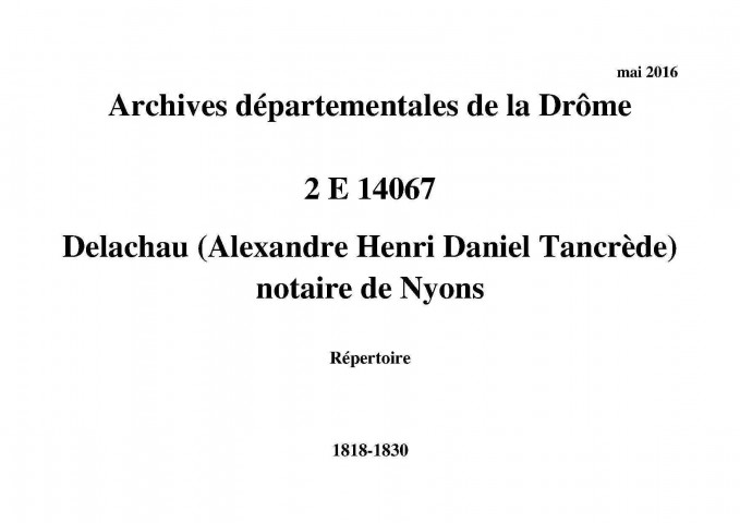Répertoire (1818-1830).