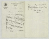 LAS annonçant l'envoi de l'épreuve de la lettre de son frère Louis Le Cardonnel par l'Imprimerie de Mesnil-sur-l'Estrée.