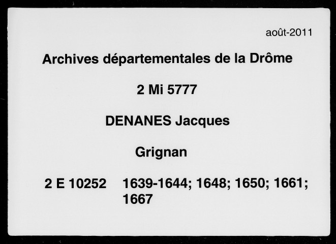 4 janvier 1639-17 juillet 1667
