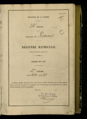 n°494-997 avec table alphabétique.