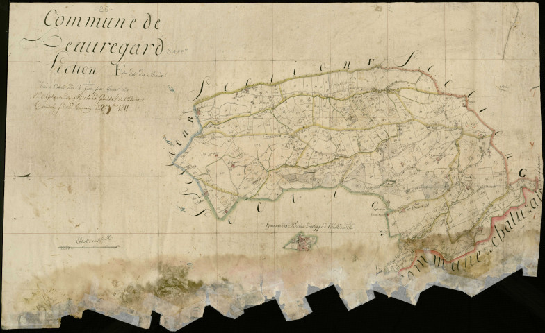 Section F, les Baries (lacunes). Hameau des Baries (agrandissement).