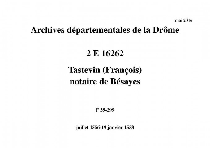 juillet 1556-19 janvier 1558