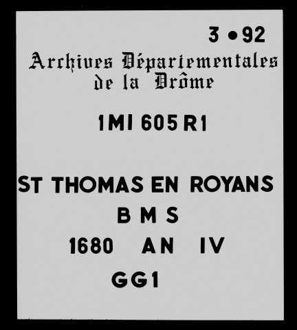 Religion catholique. - Baptêmes, mariages, sépultures (1680-1792).