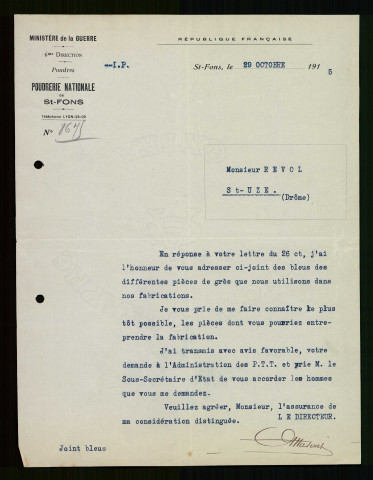 Commandes de pièces, approvisionnements en combustibles, transports de fournitures, installation de ligne téléphonique.