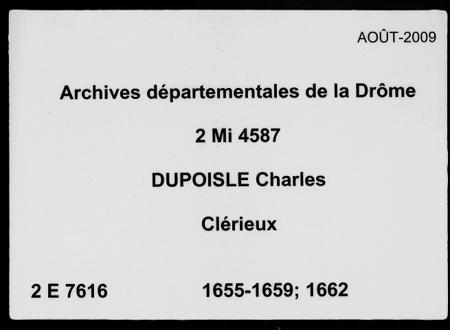 2 janvier 1655-30 janvier 1662