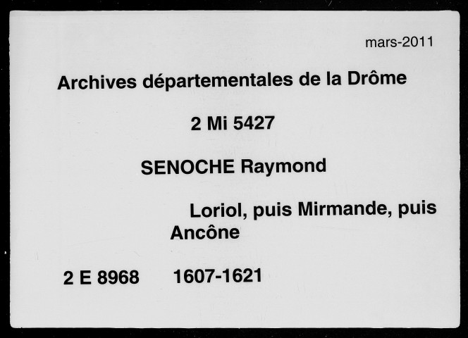 Notes étendues (8 décembre 1607-15 août 1621).