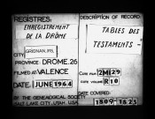 Table des testaments non enregistrés.