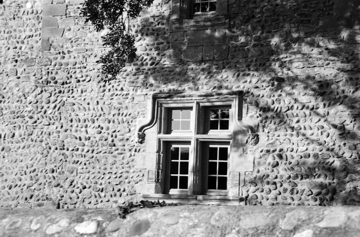 Chanos-Curson.- Fenêtre de la façade est de la maison forte de Conflans.