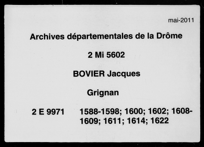 1er janvier 1588-21 janvier 1622