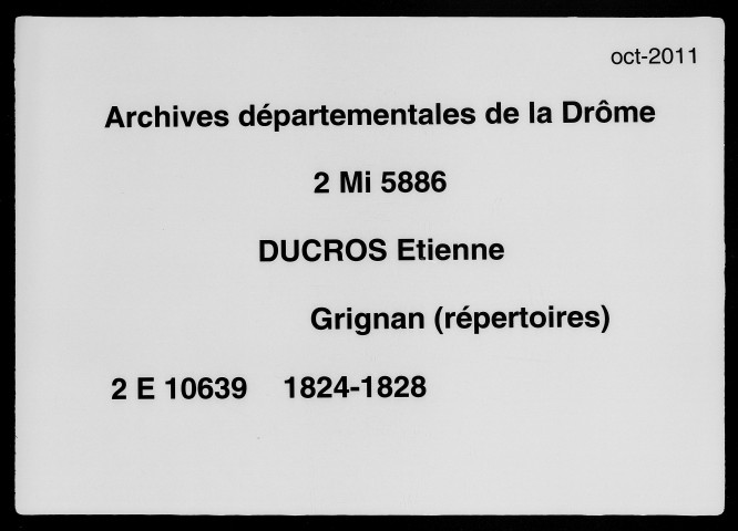 Répertoire des actes transmis à l'enregistrement (1824-1828).