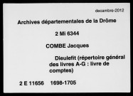 Répertoire général des livres A-G (30 mai 1698-21 juin 1705).