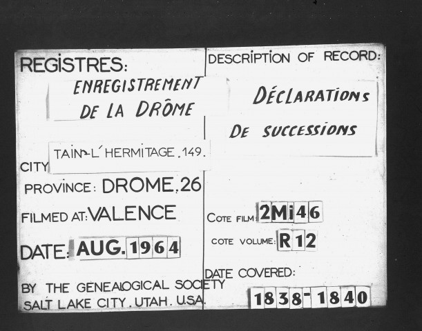 26 mai 1838 - 5 janvier 1840