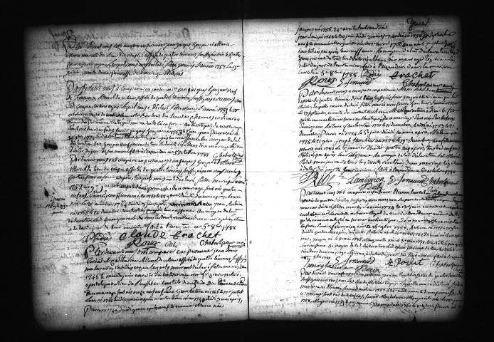 Déclarations de naissances, mariages, décès (1788).