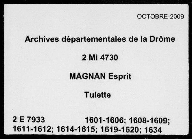 3 janvier 1601-7 mars 1634