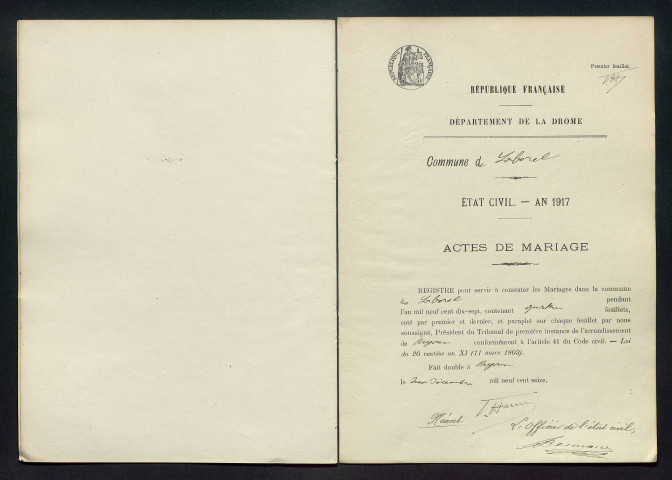 Mariages (1916-1924).