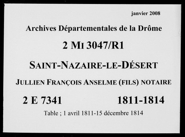 1er avril 1811-15 décembre 1814