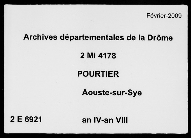 14 pluviôse an IV-1er ventôse an VIII