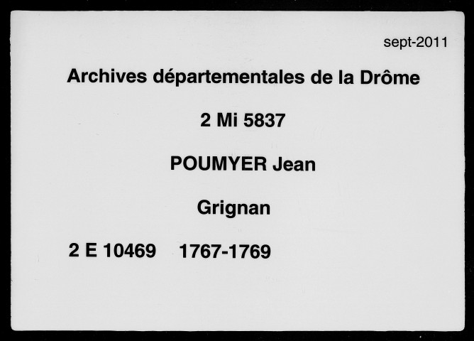 18 septembre 1767-16 janvier 1769