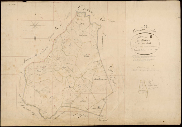 Section B, Salette. Bellane, Poyols et Creux de Berger (lieux-dits, parcelles n° 107-118) (agrandissement).