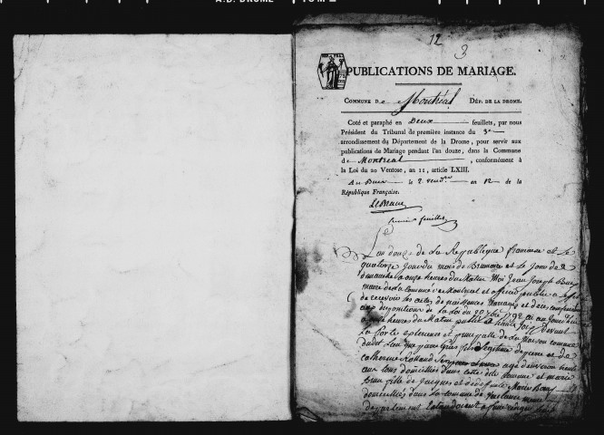 Publications de mariages (an XII-1897).