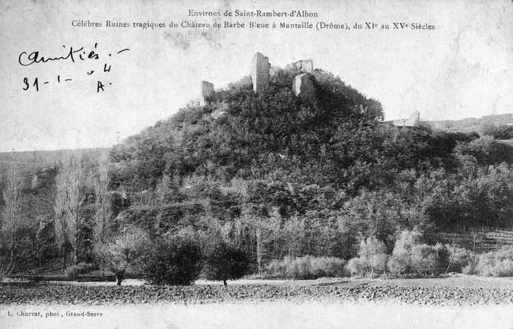 Anneyron. - Ruines du château de Barbe bleue (XII-XIVe siècle) (avant 1904).