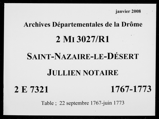 22 septembre 1767-11 juin 1773