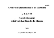 17 septembre 1773-12 juillet 1778