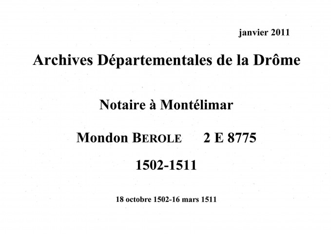 18 octobre 1502-16 mars 1511
