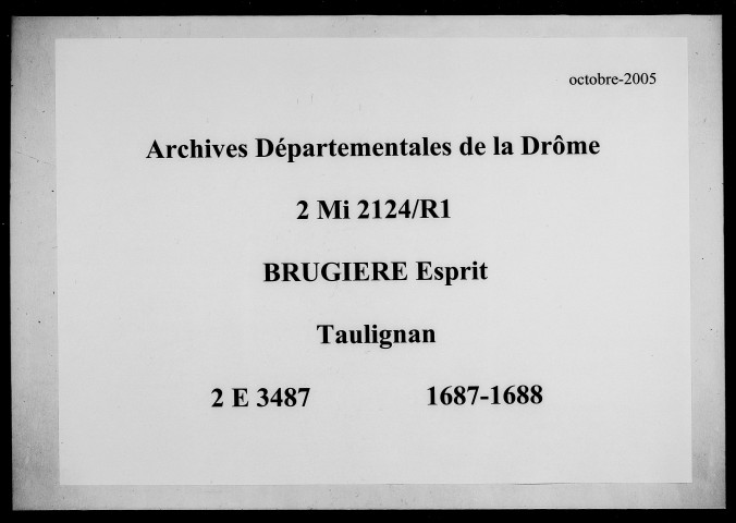 8 décembre 1687-24 novembre 1688