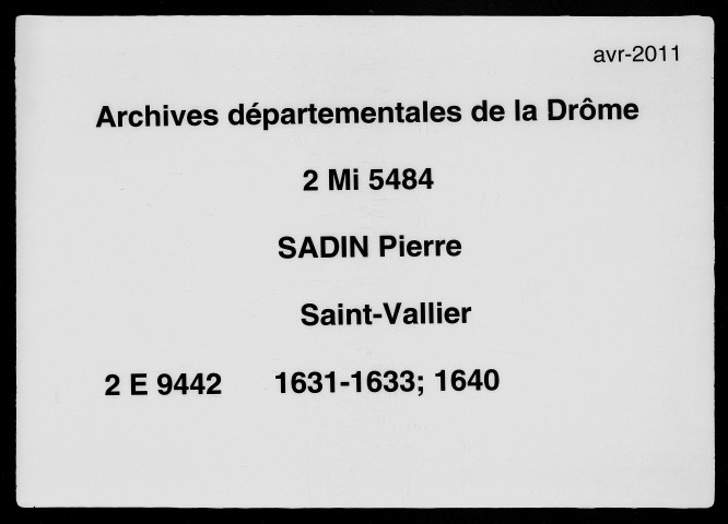 2 janvier 1631-9 janvier 1640