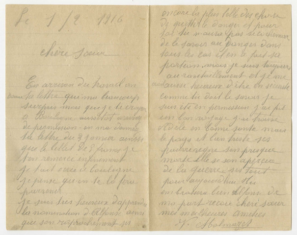 Lettres à sa femme Adèle et à sa sœur Marie.