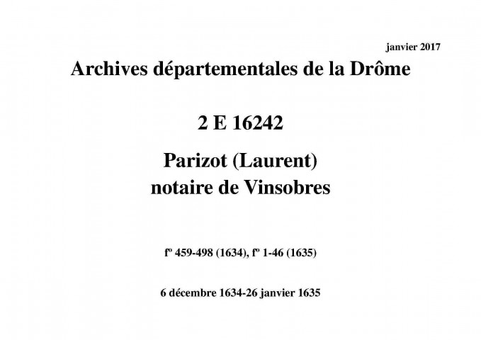 16 décembre 1634-26 janvier 1635
