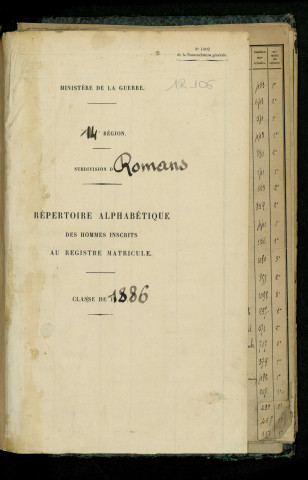 Table alphabétique.