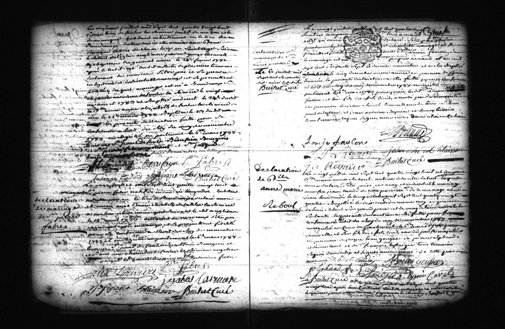 Déclarations de naissances, mariages, décès (1788).