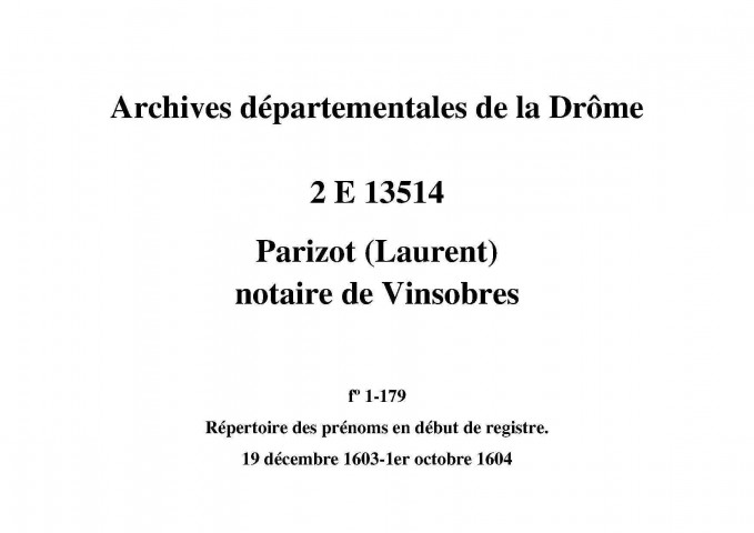 19 décembre 1603-1er octobre 1604