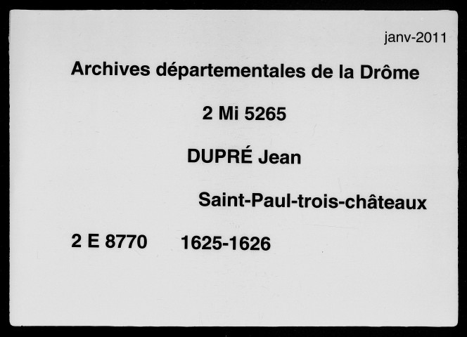 2 janvier 1625-1er janvier 1626