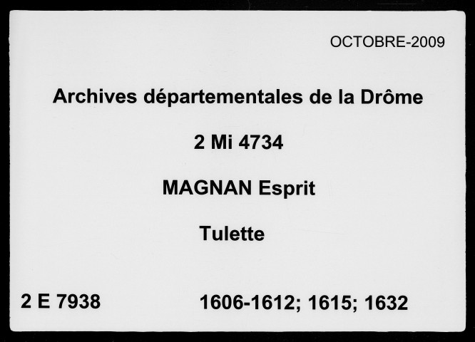2 janvier 1606-21 avril 1632