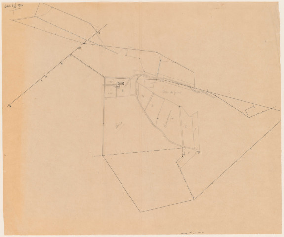Extraits de plans du cadastre napoléonien : calques [1925-1926]. Extrait du plan du cadastre rénové de Charols, section C dite du château (1934).