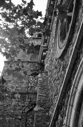 La Chapelle-en-Vercors. - Détail de détériorations du clocher de l'église Assomption de Notre-Dame.