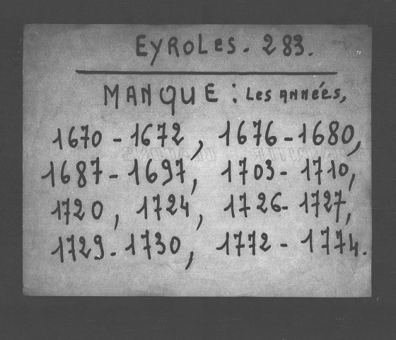 Baptêmes, mariages, sépultures (1669-1792).