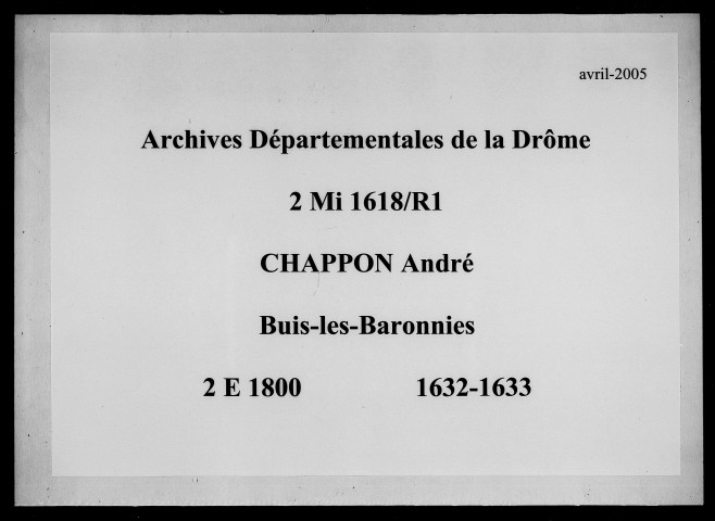 2 novembre 1632-décembre 1633