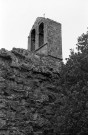 Aleyrac. - Le mur nord et le clocheton du prieuré Notre-Dame-la-Brune, ruiné en 1385.