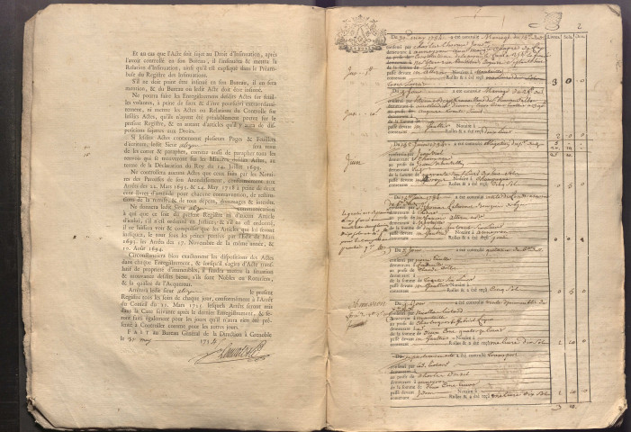 30 mai 1734-30 décembre 1737