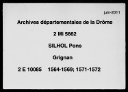 25 janvier 1564-30 août 1572