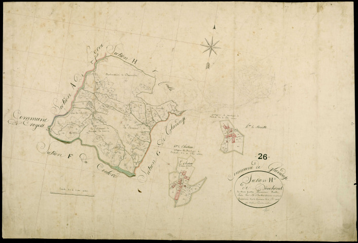 Section H2, Pinchinet. Revolte (hameau de la), Château (hameau du) (agrandissements).