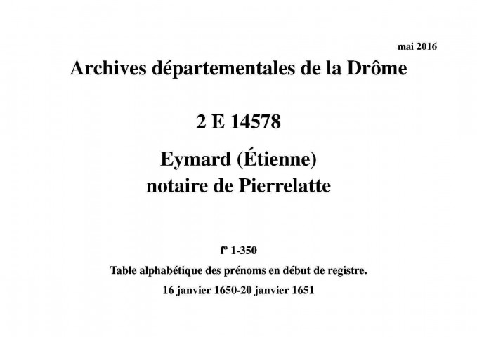 16 janvier 1650-20 janvier 1651